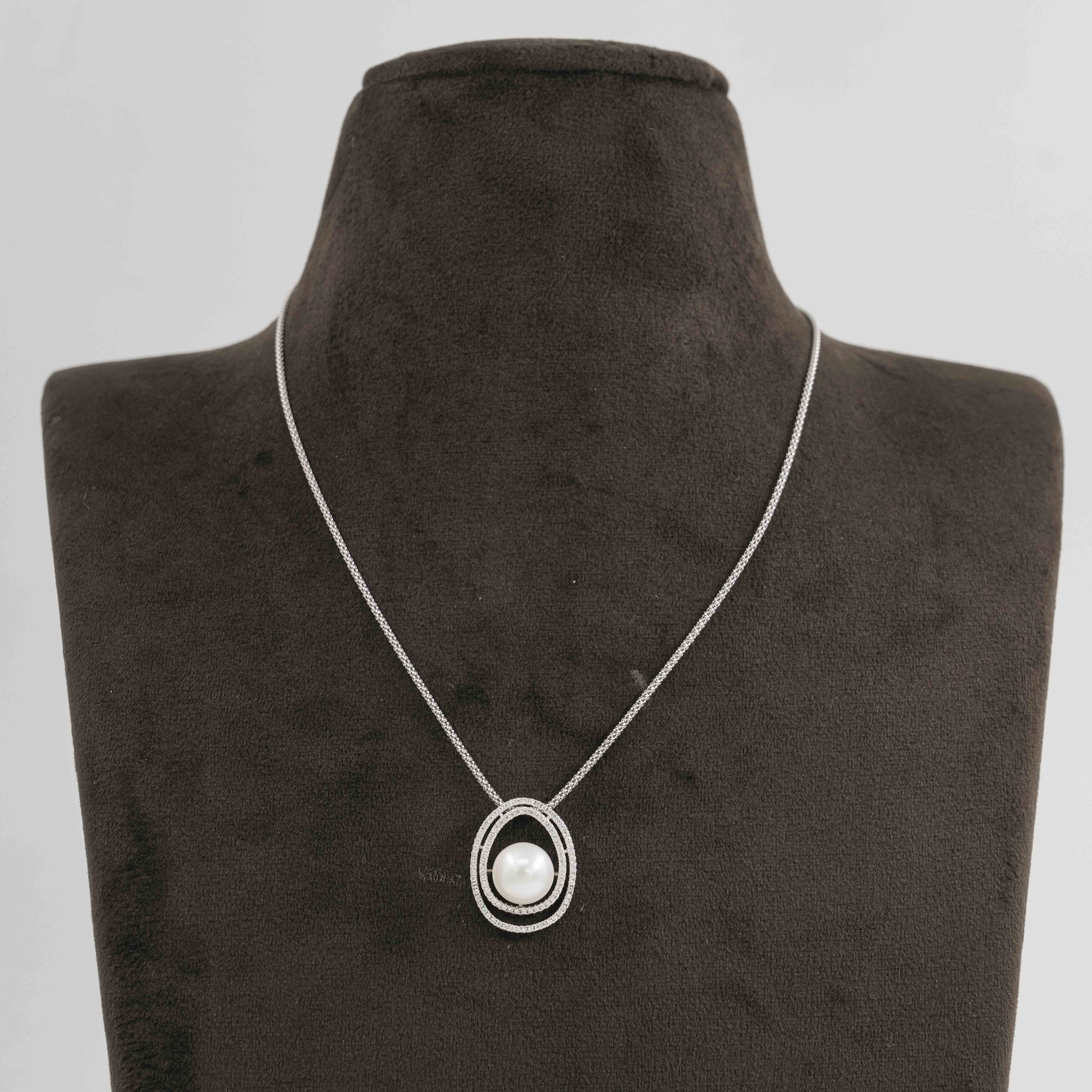The Pearl Atelier by Kabra Pearls - 92.5 Silver Chain with Round Pearl Pendant